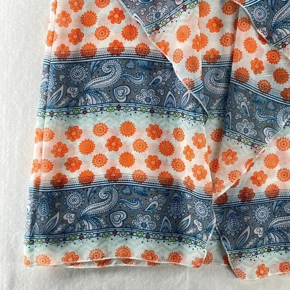 LuLaRoe Cover Up Womens Sz S Shirley Kimono Paisley Open Front Sheer Orange Blue - Picture 7 of 11